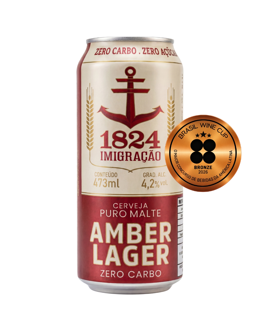 Latão Imigração Amber Lager Zero Carbo — zero carboidrato, sem açúcar e sem glúten